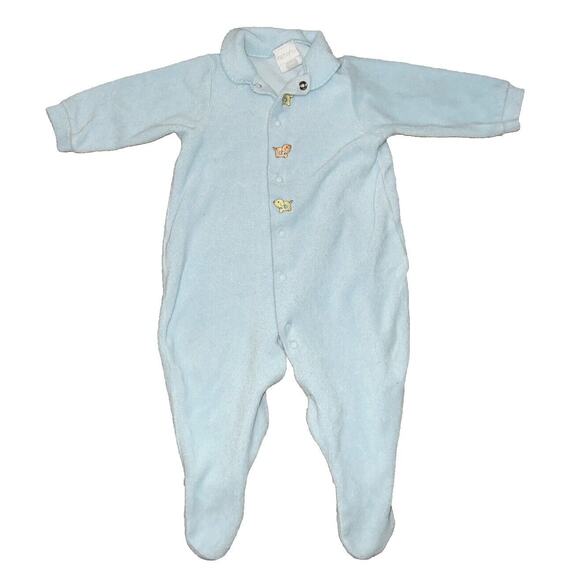 Carter's Vintage Blue Puppy Baby 6-9 M 1pc Sleeper Outfit Terry Embroidered Boy - Picture 2 of 7